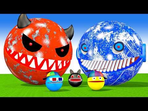 MS PACMAN & NEW RED PACMAN VS TWO YELLOW MONSTER PACMAN FIGHTING IN POKEMON #2026