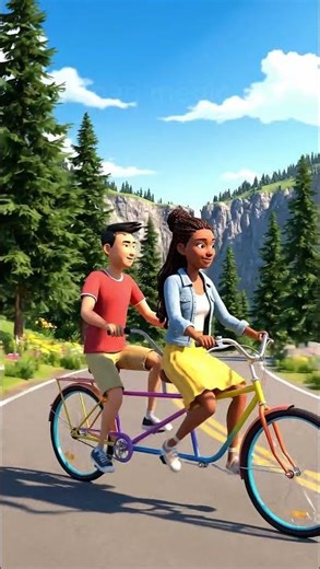 Mountain Bike Adventure Cartoon | Friends Travel Scene 🌄🏍️