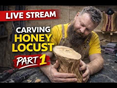 woodworking live, honey locust carving, chill music 🎶🎶 Saturday working.