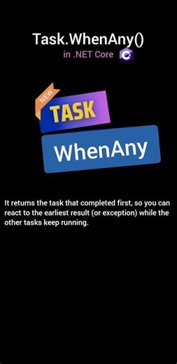 Task. WhenAny() in .NET Core #coding #shorts #dotnetcore #dotnet #apidesign #azure #sql #angular