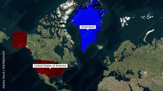 Greenland, USA & Denmark Map Animation | World Location Map with Country Highlights