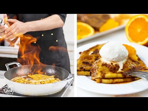 Crepes Suzette (with Flambéed Orange Sauce)