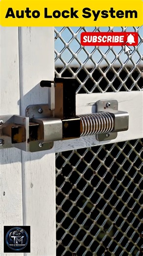 Smart Spring Gate Lock Mechanism 🔐 | Satisfying Engineering Design #shorts #tech