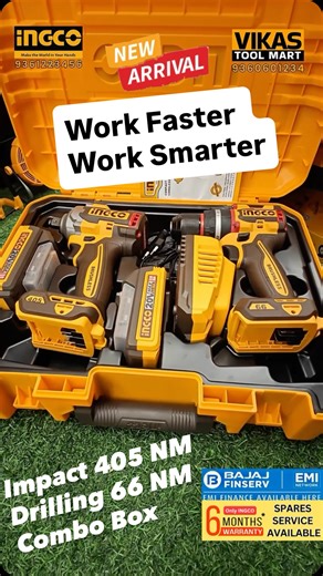 Vikas Tool Mart on Instagram: "🔧⚡ INGCO Cordless Power Combo – Power Meets Performance! ⚡🔧 💥 Ingco Combo Kit – Cordless BL Impact Drill & Impact Wrench 🚀 High Torque | Heavy Duty | Professional Results 🛠️ Product Details: 🔹 BL Impact Drill – 66Nm Torque 🔹 Impact Wrench – 405Nm Torque (1/2 inch) 🔹 Model No: CKLI20286 💰 ✨ MRP: ₹12,999/- 🔥 🔥 OFFER PRICE: ₹9,699/- ONLY (Incl. GST) ✅ Perfect For Uses: 🔩 Automobile service & wheel tightening 🏗️ Construction & fabrication works 🪛 Electric