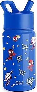Simple Modern Marvel Spider Man Kids Water Bottle with Straw Lid | 14oz Insulated Stainless Steel Kids Tumbler & Spill Proof Toddler Cup for School, Girls, Boys | Summit | Spidey & Friends