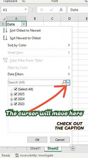 Filter dates using arrow keys in #excel #exceltips #exceltricks #MsExcel
