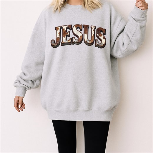 JESUS Cowhide Western Christian PNG, Rustic Faith Cow Print Typography Design - Etsy Canada