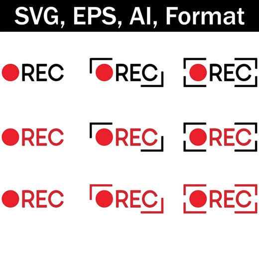 REC Button Icon Pack – Red & Black Recording Vector (svg, Eps, Ai) - Etsy