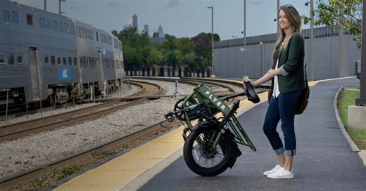 Radio Flyer launches small cargo electric bike that folds in half and carries kids on back