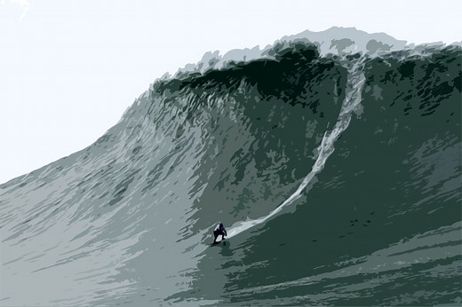 How are big waves measured in professional surfing?