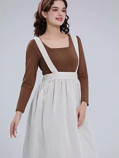 ‌French Manor & Cinderella Maid Costume - Retro Solid Color Dress for Halloween Stage & Cafe Cosplay