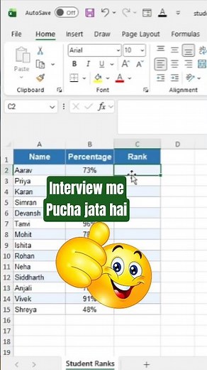 Find Top Rank in Excel Easily 🏆#excel #dataanlysis #reels