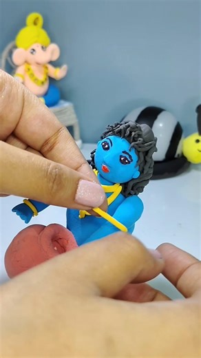 DIY clay krishna 😍🙏 || cute clay krishna idol || #krishna #art #diy #viral #shorts #claykrishna