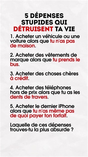 🧠 5 Dépenses stupides qui t'appauvrissent #citations #motivation #citationsprofondes