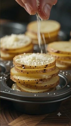 Easy Crispy Garlic Parmesan Potato Stacks #PotatoRecipe