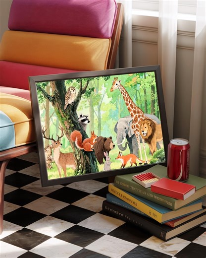 Forest Animals Jigsaw Puzzle Watercolor Animal Puzzle for Kids & Adults, Woodland Wildlife Puzzle, Cute Animal Art Gift - Etsy 日本