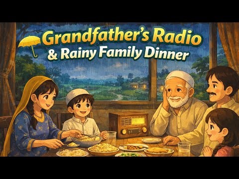 Rainy Night in 90s Village – Grandfather's Old Radio Story - Ghibli Videos