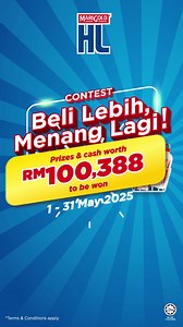 It’s officially ON! The MARIGOLD HL Milk Beli Lebih, Menang Lagi! contest has begun. From 1 - 31 May 2025, buy any 2 packs of HL Milk 946ml or 1 bottle of HL Milk 2L for a shot at RM100,388 worth of prizes — including cash and must-have gadgets. Start collecting your receipts, scan the QR code to join: https://hlbelilebihmenanglagi.com/ and get in the game! #MARIGOLDHLSuperMilk #WinWithHL #BeliLebihMenangLagi | MARIGOLD HL Milk MY
