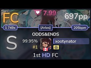 8.0⭐ xootynator | ryo feat. Hatsune Miku - ODDS&ENDS [Arles] +HD 99.95% (#1 697pp FC) - osu!