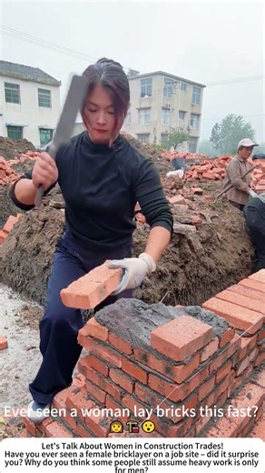 Female Bricklayer on Site – Traditional Tools, Steady Hands 🧱👷‍♀️