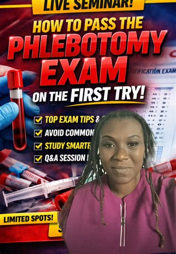 1. Nervous about the exam 2. Don't know what to expect 3. Failed already and really want to pass the next time JOIN THE SEMINAR! Pass your exam on the first try! Q&A Style Can't wait to see you all there. The link is available in the bio! #phlebotomytraining #phlebotomy #NHA #fyp #fnoacademy