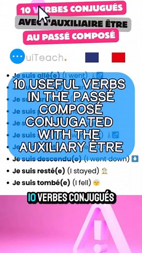 10 useful verbs in the passé composé conjugated with the auxiliary être | Learn French with us 🇨🇵 #apprendrelefrançais #frenchteacher #frenchlearning | OuiTeach & French Becomes Easy