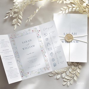 Wildflower Gatefold Wedding Invitation Suite Template: Editable Spring Floral Canva Design, Digital Download (5x7 Fold, BLOSSOM) - Etsy UK