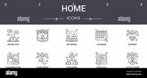 home concept line icons set. contains icons usable for web, logo, ui/ux such as , calendar, communication, team work, video call, i stay at home, inte Stock Vector Image & Art - Alamy