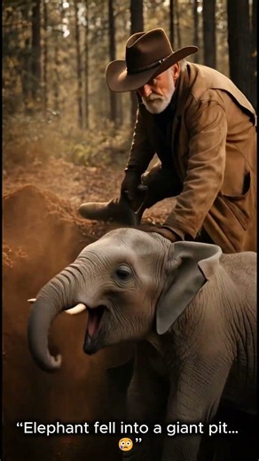 Cowboy Rescues Baby Elephant From Deep Pit #rescue #animals #heartwarming