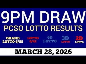 Lotto Result Today 9pm Draw March 28, 2026 Swertres Ez2 PCSO Live Result