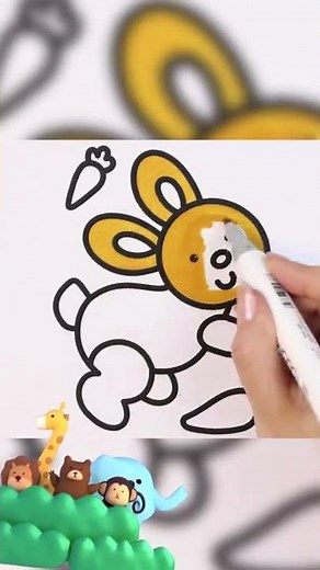 Dibujar y Colorea Conejo | Dibujos Para Niños | Aprender Colores & Animales & Español y Inglés