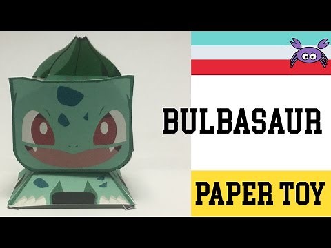 How to Make a Pokemon Bulbasaur Paper Toy ( Papercraft ) (free template) by Becks Junkie