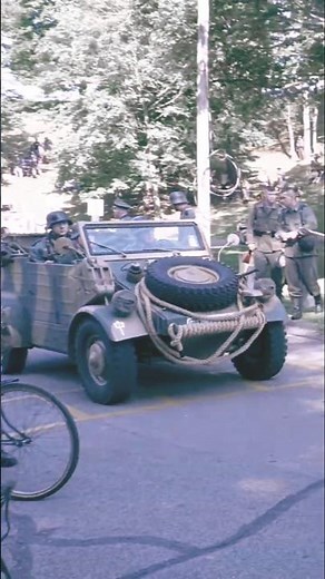 WW D-Day Reenactment: German Volkswagen Type 82, Kübelwagen Rolls In at WW D Day Reenactment in Ohio