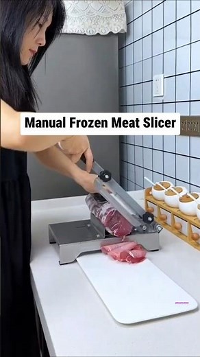 How to Slice Frozen Meat at Home | Manual Meat Cutter #kitchengadgets #meatslicing #hotpot #shorts