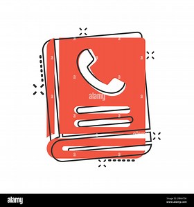 Address phone book icon in comic style. Telephone notebook cartoon vector illustration on white isolated background. Hotline contact splash effect bus Stock Vector Image & Art - Alamy