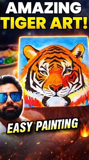 Easy tiger drawing🐅😱☺️#drawing​#shorts​#oilpastel​#painting​#art​#easy​#tiger​#viralvideo​#trending