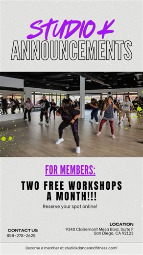 Studio K Dance And Fitness on Instagram: "Happy New Year! 🎊✨ Announcements! 📢 🗓️This month's FREE workshops for members: 💥Friday Jan 16th Traditonal Bachata partnerwork and footwork 6:30-8pm 💥Friday Jan 30th Semi classical Indian dance foundations - 6:30-8pm Reserve your spot online! 🔗 New packages available! 5, 10, & 20 class packages ✨🙌 Purchase online/in app! New classes!! 😍 Tik Tok hour 👀 Modern Dance Afro Fusion Twerk n Tone Werk the Step New morning classes ☀️ Check out our websit
