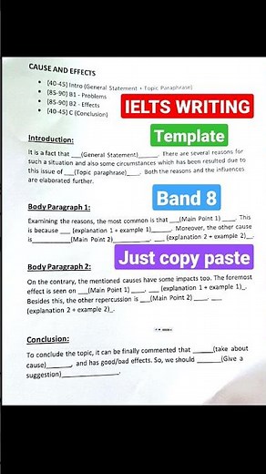 IELTS WRITING : TEMPLATE : BAND 8 : CAUSE AND EFFECT
