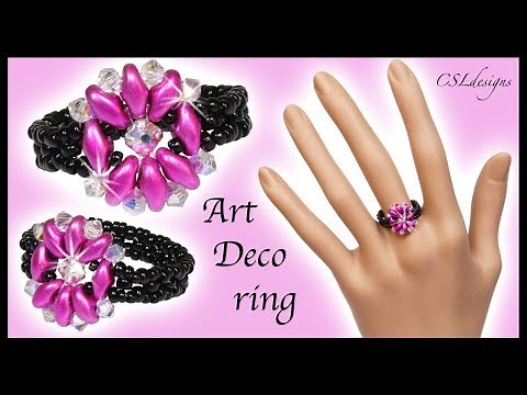 Beaded art deco ring