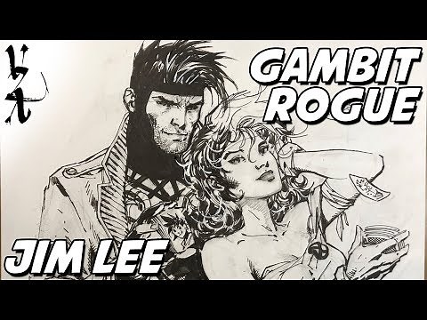 Jim Lee drawing Gambit and Rogue