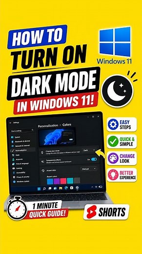 How to Turn ON Dark Mode in Windows 11! #Shorts #windows11