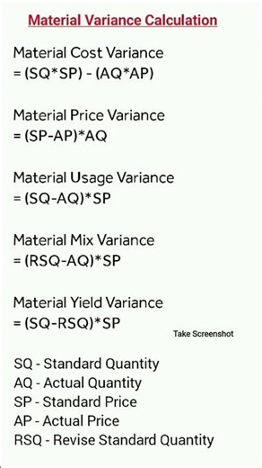 Material Variance Calculations #commerce #account #costaccounting #cma #ca #cs #varianceanalysis