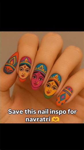 KOMAL KATARIA✨ on Instagram: "Check out feed for tutorials🫶 #explore #viral #trending #navratrivibes❤️ #navratri #navratrispecial❤️ #navratrilook❤️ #navratri2025 #nailstyle #nails💅 #nailsdesign #garba #goddess #goddesses #nailsofinstagram #ootd #fashionstyle #fyp #inspo #navratriinspo #exploremore [Navratri, nails, nail design, goddess, navratri special]"