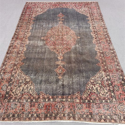 0.5x8.7 Ft Vintage Runner Rug, Brown Red Turkish Solid Wool Rug - Etsy