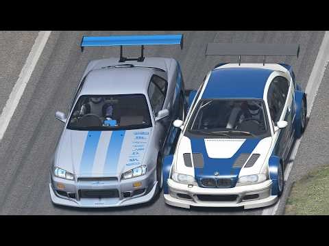 Nissan Skyline GT-R R34 2 Fast 2 Furious vs BMW M3 GTR Need For Speed: Most Wanted at Monza