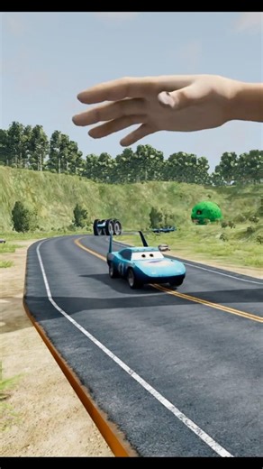 Big & Small Cars And Dinoco Cars vs Giant Hand Slap - BeamNG.drive