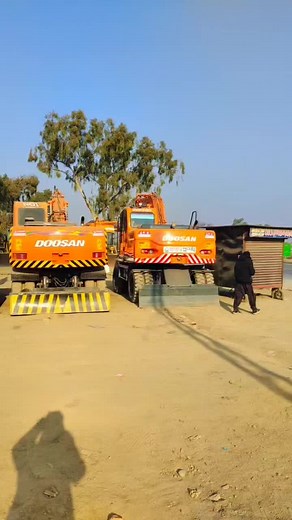 Colorful Construction Vehicles at Work