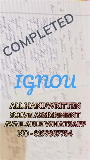 IGNOU ALL SOLVED ASSIGNMENT AVAILABLE