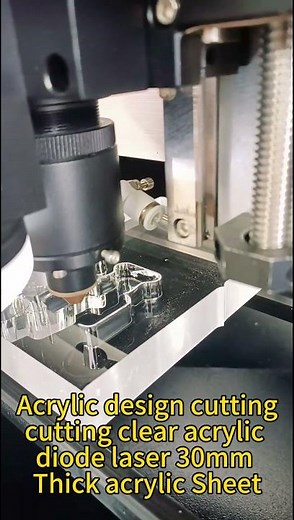 Acrylic design cutting cutting clear acrylic with diode laser 30mm Thick Sheet #cnc #lasercutting