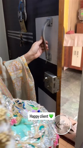 Krishna's collection on Instagram: "Happy client taking home ladoogopal with singhasan 💚🧡💛"